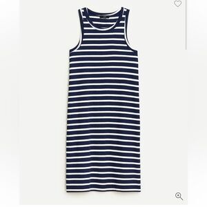 J.Crew Knit Cutaway Tank Dress in Blue & White Stripe AY837 NWOT 💯% Cotton